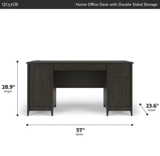Quarters & Craft Harvey Manor Collection Home Office 57" Computer Desk, with Drawers, in Brushed Black- NEW IN THR BOX (minor shipping damage in one board, hardly noticeable, photos shown)