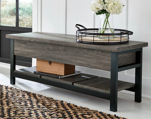 Signature Design by Ashley Rhyson Rustic Farmhouse Storage Bench, Brown!! NEW IN BOX!!