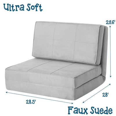 Your Zone Ultra Soft Suede 3 Position Convertible Flip Chair, Silver**New out of box**