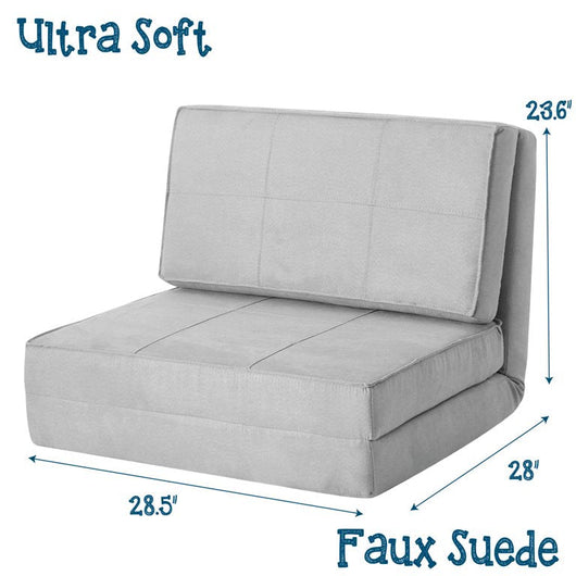 Your Zone Ultra Soft Suede 3 Position Convertible Flip Chair, Silver**New out of box**
