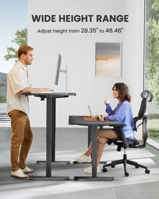 ErGear Height Adjustable Electric Standing Desk, 55 x 28 Inches Sit Stand up Desk, Memory Computer Home Office Desk (Black)**New in box**