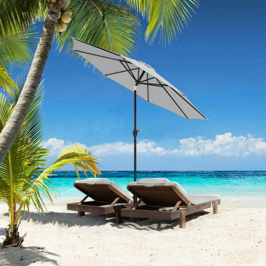 Lacoo 9' Grey Patio Umbrella Outdoor Market Table Umbrella with Push Button Tilt, 8 Sturdy Ribs- NEW IN BOX!!!!