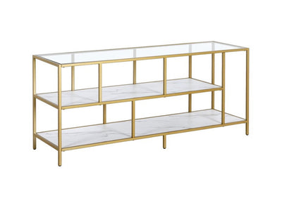 Evelyn&Zoe Classic 55" Brass TV Stand with Faux Marble Shelves- NEW IN BOX!!!!