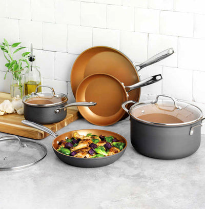 Gotham Steel Pro Non-Stick 8-piece Hard Anodized Cookware Set- NEW IN BOX!!!