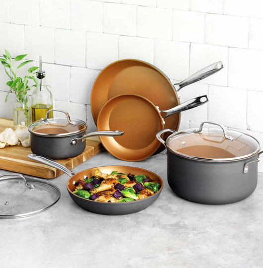 Gotham Steel Pro Non-Stick 8-piece Hard Anodized Cookware Set- NEW IN BOX!!!