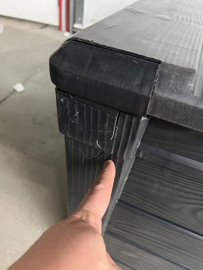 Keter Brightwood Outdoor Plastic Deck Box, All-Weather Resin Storage, 120 Gal, Anthracite Gray- NEW AND ASSEMBLED!!! (Cracked from shipping)