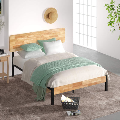 ZINUS Olivia Metal and Wood Platform Bed Frame / No Box Spring Needed / Wood Slat Support / Easy Assembly, Queen**New in box**