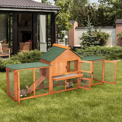 COZIWOW 2-Story Rabbit House Pet Hutch with Ramps for Backyard Orange**New in box**