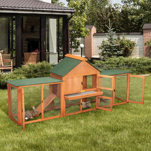 COZIWOW 2-Story Rabbit House Pet Hutch with Ramps for Backyard Orange**New in box**