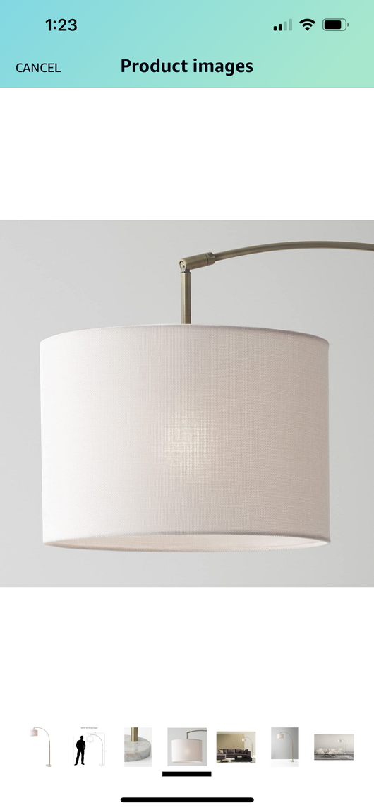Adesso 4249-21 Bowery Arc Lamp, 73.5 in, 100W Incandescent/26W CFL, Antique Brass Finish, 1 Floor Lamp- NEW AND ASSEMBLED!!!!!