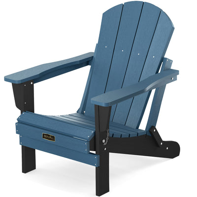 SERWALL Folding Adirondack Chair Patio Chairs Lawn Chair Outdoor Chairs Painted Adirondack Chair Weather Resistant- Blue, Ideal for Patio,**New in box**