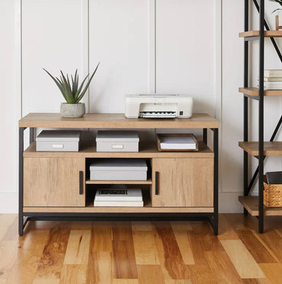 Better Homes & Gardens Jace Industrial Wood Rectangle Media Console for TVs up to 55 in, Natural Oak- NEW IN BOX!!!