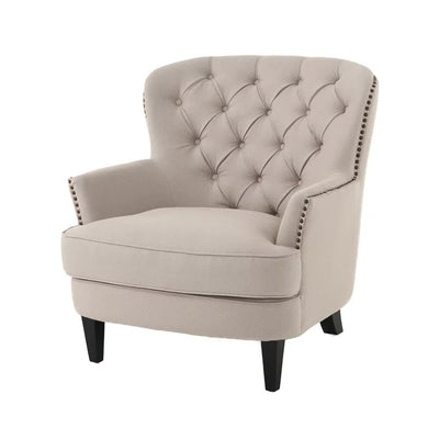 Noble House Gabriel Tufted Fabric Club Chair Color, Natural**New and assembled**