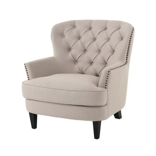 Noble House Gabriel Tufted Fabric Club Chair Color, Natural**New and assembled**