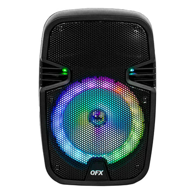 QFX Portable Bluetooth Loudspeaker, 8-Inch Tall, Includes PA System with Remote and Microphone, Black**New in Box**