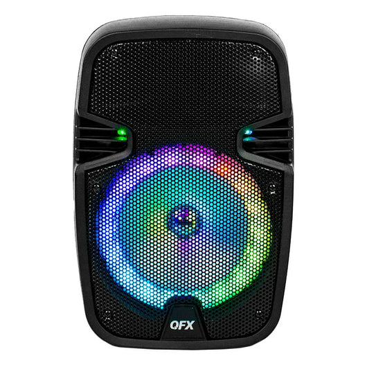 QFX Portable Bluetooth Loudspeaker, 8-Inch Tall, Includes PA System with Remote and Microphone, Black**New in Box**