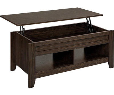 Yaheetech Lift Top Coffee Table with Hidden Storage Compartment & 2 Open Shelves, Rising Tabletop Pop Up Center Table for Living Room Reception Room, 47.5'' L, Espresso- NEW IN BOX!!! (Minor scratches from shipping, photos shown)