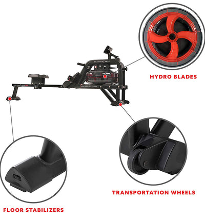 Sunny Health & Fitness Obsidian Surge 500 Water Rowing Machine!  -Brand new & Assembled