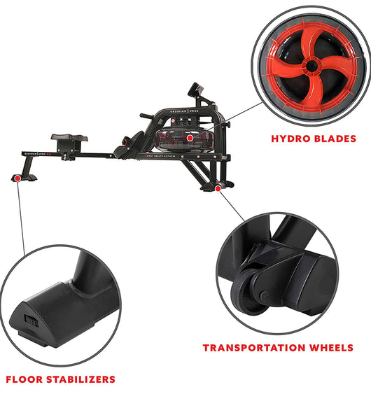 Sunny Health & Fitness Obsidian Surge 500 Water Rowing Machine!  -Brand new & Assembled