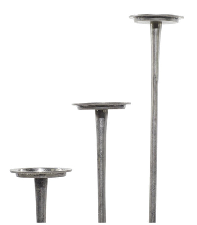 DecMode 27”,32”,40”H Aluminum Modern Candle Holder, Silver, 3 Pieces!! NEW OUT OF BOX!!