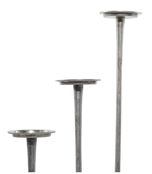 DecMode 27”,32”,40”H Aluminum Modern Candle Holder, Silver, 3 Pieces!! NEW OUT OF BOX!!