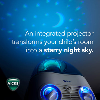 Vicks Starry Night Filtered Cool Mist Humidifier, Medium to Large Rooms, 1 Gallon Tank – Cool Mist Humidifier for Baby and Kids Rooms with Light Up Star Night Light Display, Works with Vicks VapoPads**New in box**