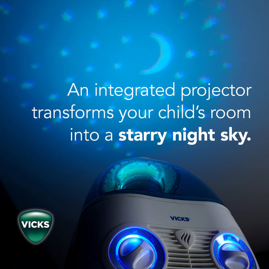 Vicks Starry Night Filtered Cool Mist Humidifier, Medium to Large Rooms, 1 Gallon Tank – Cool Mist Humidifier for Baby and Kids Rooms with Light Up Star Night Light Display, Works with Vicks VapoPads**New in box**