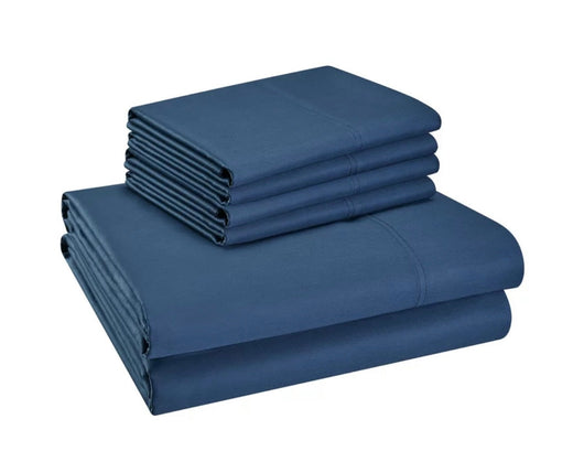 Hotel Style 800 Thread Count Cotton Rich Sateen Bed Sheet Set, Full, Navy, Set of 6- NEW!