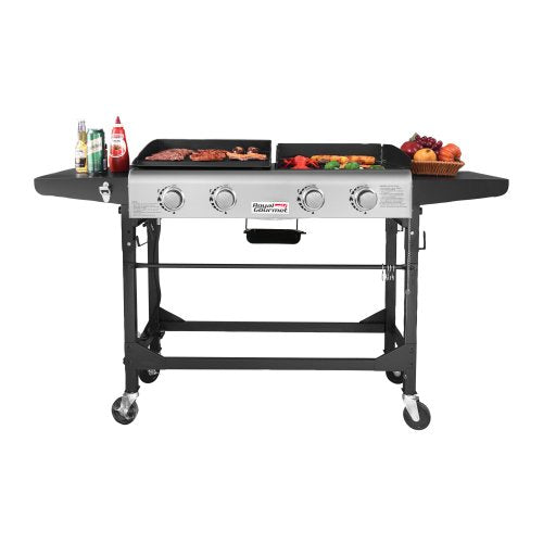 Royal Gourmet 4-Burner GD401 Portable Flat Top Gas Grill and Griddle Combo with Folding Legs- new in box