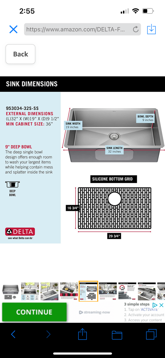 DELTA FAUCET Delta Lenta 32-inch Undermount 16 Gauge Stainless Steel Single Bowl Kitchen Sink with Accessories, Satin!! NEW IN BOX, MINOR BENT CORNER(PHOTOS SHOWN)!!