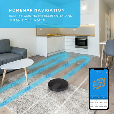 iHome AutoVac Eclipse G 2-in-1 Robot Vacuum and Mop with Homemap Navigation, Ultra Strong Suction Power, Wi-Fi/App Connectivity**New,Used once**