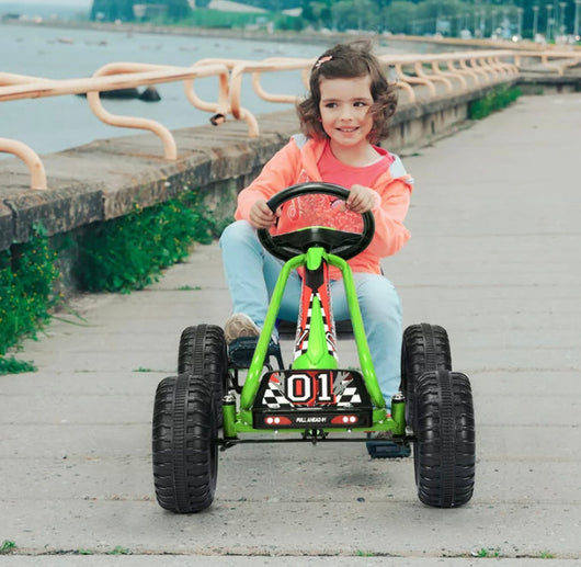 Gymax Kids Pedal Go Kart 4 Wheel Ride On Toys w/ Adjustable Seat & Handbrake Green- NEW AND ASSEMBLED!!!