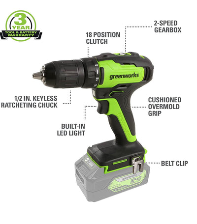 Greenworks 48V 20" Brushless Cordless Push Lawn Mower + 24V Brushless Drill / Driver, (2) 4.0Ah USB Batteries (USB Hub) and Dual Port Rapid Charger Included (2 x 24V)- NEW IN BOX