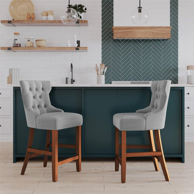 DHP Clairborne Counter Stool, Set of 2, Gray Velvet**New in Box**