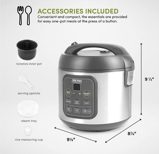 Aroma Housewares Professional 8-Cup (Cooked) / 2Qt. Digital Rice & Grain Multicooker (ARC-994SG), Gray- NEW IN BOX!!!
