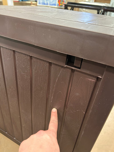 Besbuy 51 Gallons Square Plastic Deck Box Lockable Seat,Brown!  -Brand new & Assembled but does have a very small crack on the back side, photos shown
