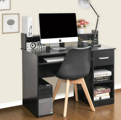 Ktaxon Wood Black Computer Desk For Office Laptop, PC Work Table With Home Drawer & Keyboard Tray- NEW IN BOX!!!