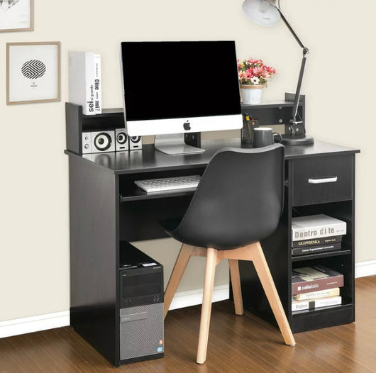 Ktaxon Wood Black Computer Desk For Office Laptop, PC Work Table With Home Drawer & Keyboard Tray- NEW IN BOX!!!