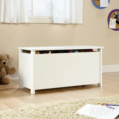 Sauder Beginnings Hinged Safety Top Wooden Toy Chest/Bench, Soft White Finish**New in box**