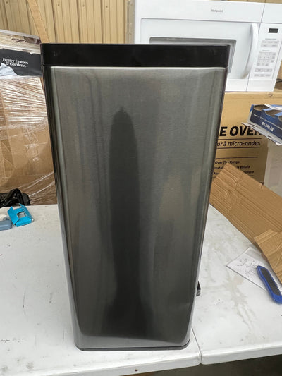 Rubbermaid Stainless Steel Metal Step-On Trash Can for Home and Kitchen, Charcoal, 12 Gallon!! NEW OUT OF BOX, MINOR DENT FROM SHIPPING!!
