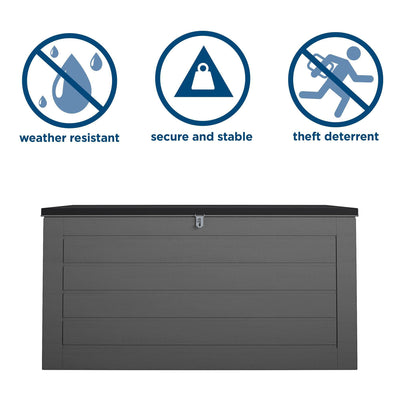 Cosco Outdoor Patio Deck Storage Box, Extra Large, 180 Gallons, Black and Charcoal**New and assembled,minor damage from shipping**