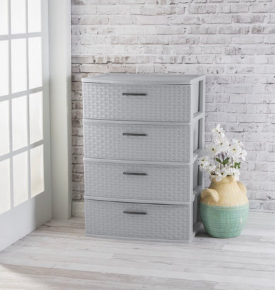 Sterilite 4 Drawer Wide Weave Tower Cement- NEW OUT OF BOX!!!