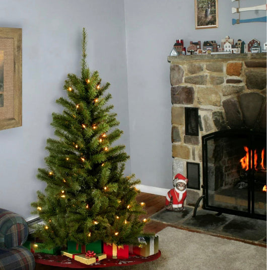 National Tree Company Pre-Lit Artificial Full Christmas Tree, Green, Canadian Fir Grande, White Lights, Includes Stand, 4 Feet- NEW IN BOX!!!!