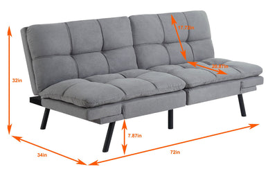 Mainstays Memory Foam Futon, Gray Faux Suede!! NEW IN BOX!!