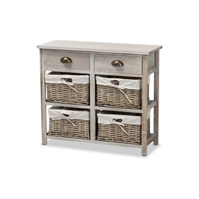Baxton Studio Vella Modern and Contemporary Grey Finished Wood 2-Drawer Storage Unit With Baskets**New**
