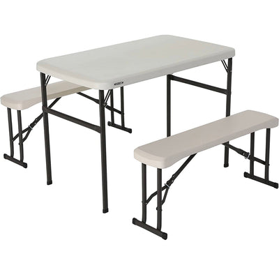 Lifetime 80373 Portable Folding Camping RV Picnic Table and Bench Set, Almond- NEW IN BOX!!!