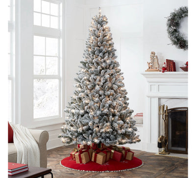 Holiday Time 7.5-Foot Pre-Lit Flocked Frisco Pine Artificial Christmas Tree! NEW IN BOX!