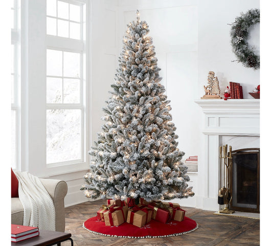 Holiday Time 7.5-Foot Pre-Lit Flocked Frisco Pine Artificial Christmas Tree! NEW IN BOX!