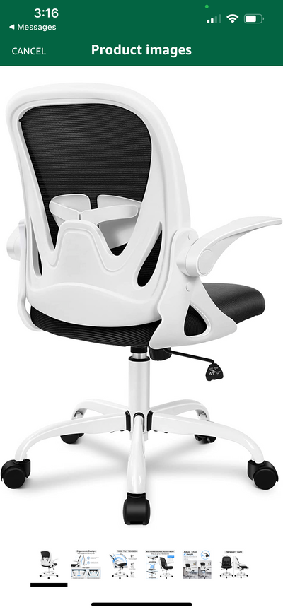 Primy Office Chair Ergonomic Desk Chair with Adjustable Lumbar Support and Height, Swivel Breathable Desk Mesh Computer Chair with Flip up Armrests for Conference Room(White)- NEW AND ASSEMBLED!!!