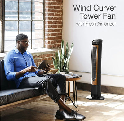 Lasko Products Portable Electric 42" Oscillating Tower Fan with Fresh Air Ionizer, Timer and Remote Control for Indoor, Bedroom and Home Office Use, Blackwood- NEW IN BOX!!!